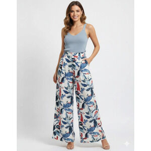 Je'Lon by Ladawan Floral Palazzo High Waisted Back Zipper Pants, Size Small